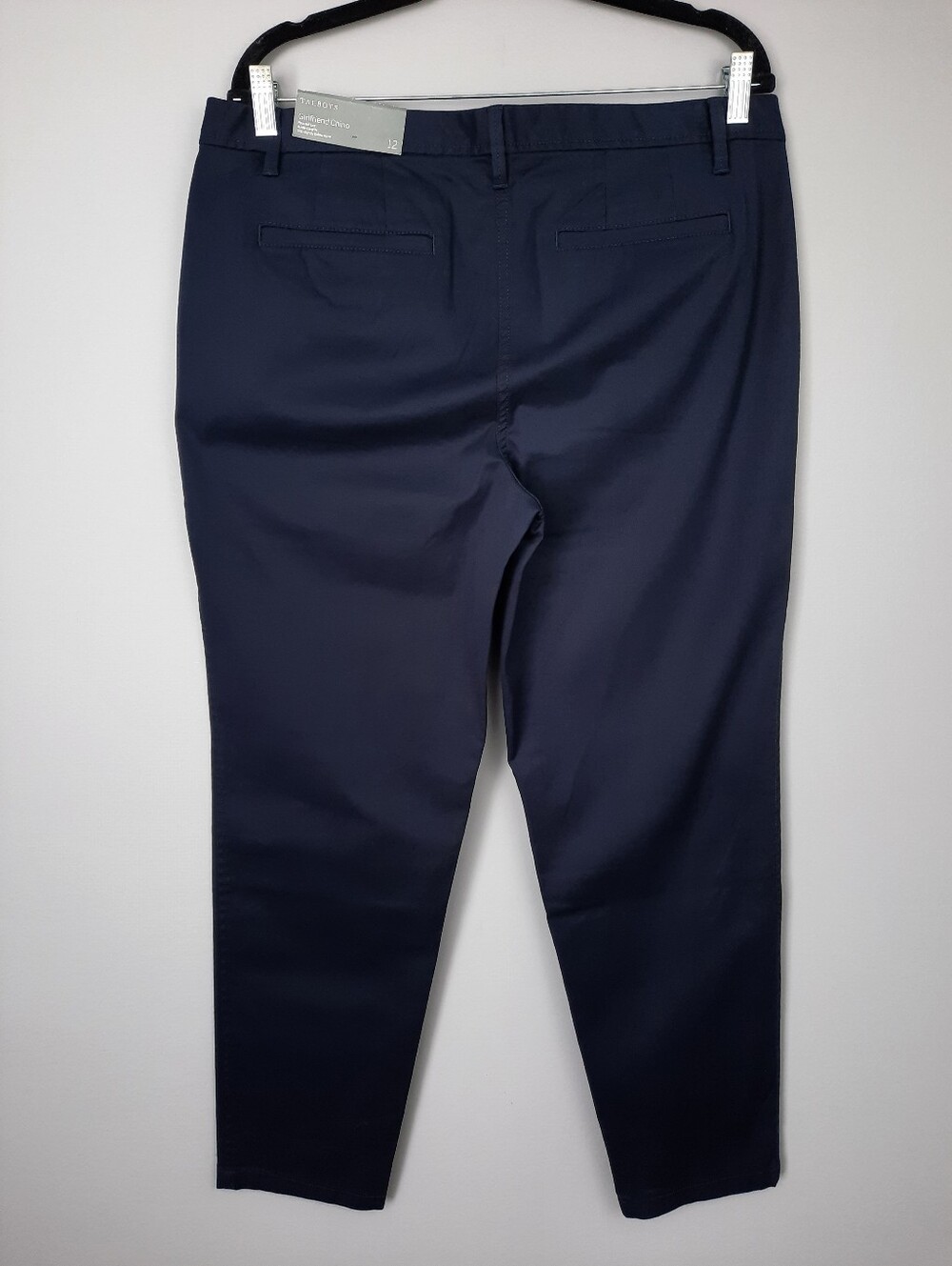 Talbots Solid Navy Blue Stretch Cotton Mid Rise Girlfriend Chino Pants size 12 - Picture 3 of 14